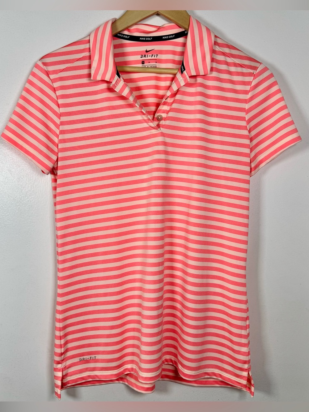 Nike Golf Dri-FIT Striped Polo Shirt Women’s Medium Activewear Sporty Preppy EUC